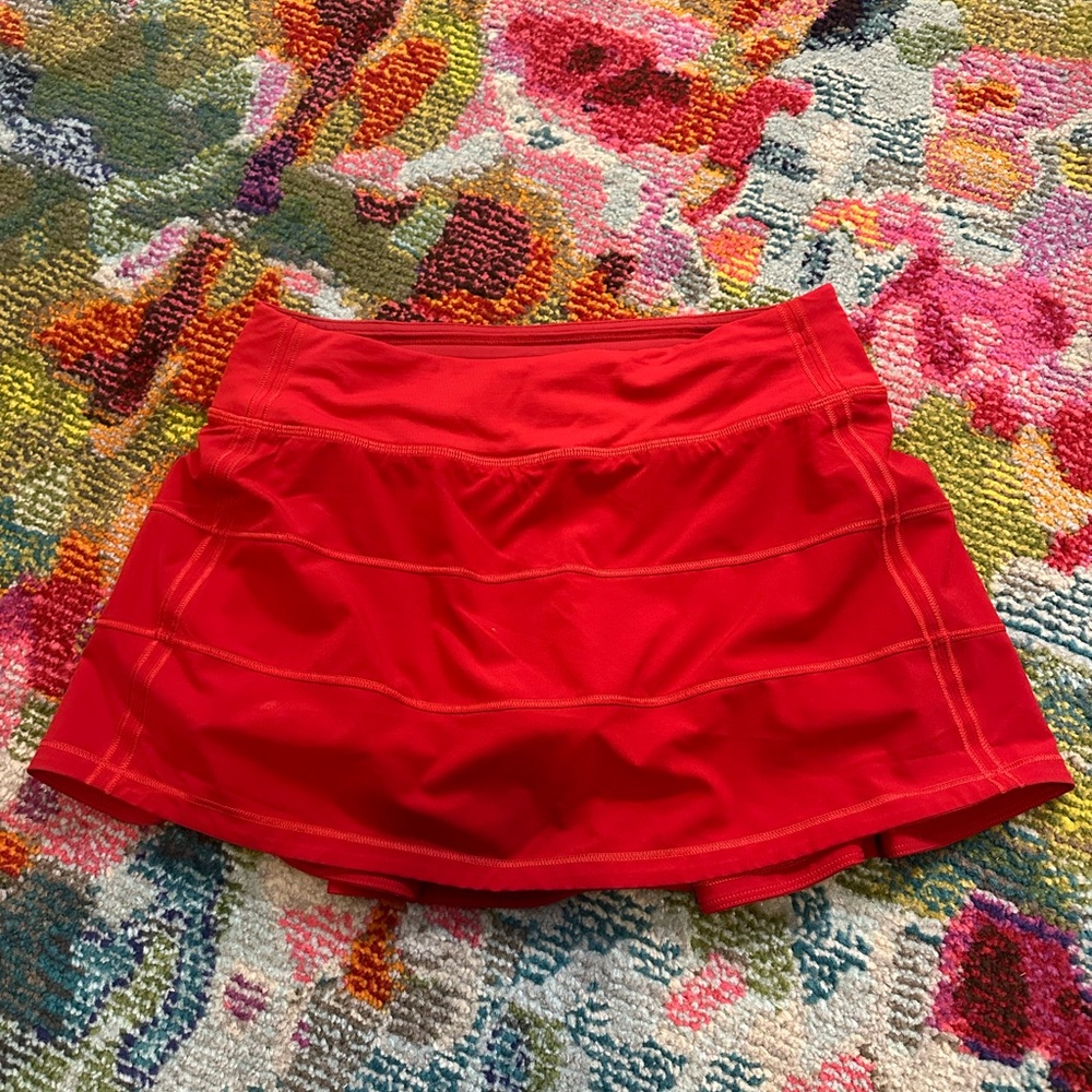 Red Lululemon Pace Rival Skirt